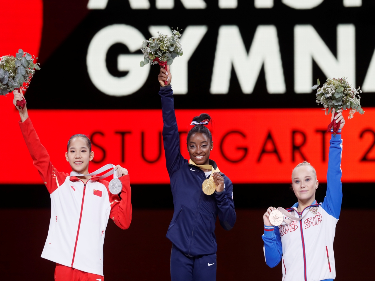 US gymnast claims record fifth all-around world title
