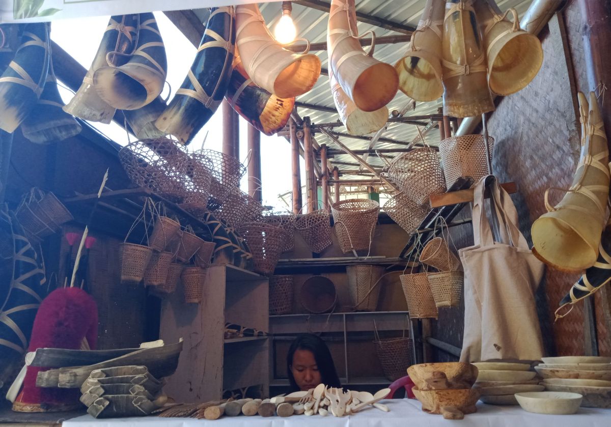 Products of M/S Tuensang Town Handicraft Cooperative Society Ltd in Bamboo Pavilion at Hornbill Festival, Kisama. (Morung Photo)