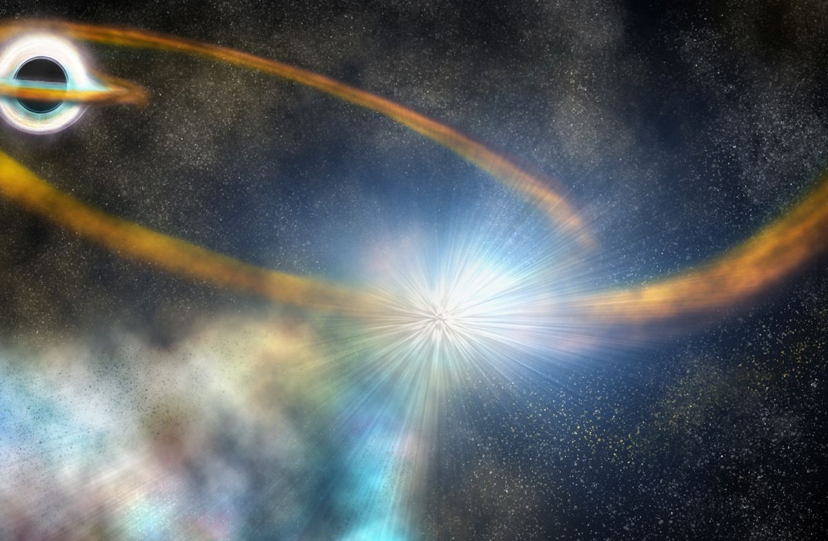 Caught in the act: a black hole rips apart an unfortunate star