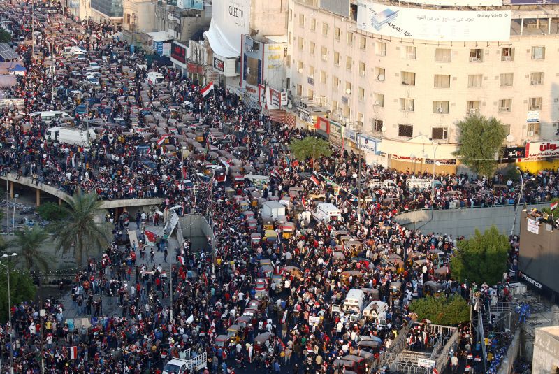 Iraqi prime minister's fate in limbo as protests swell, two killed