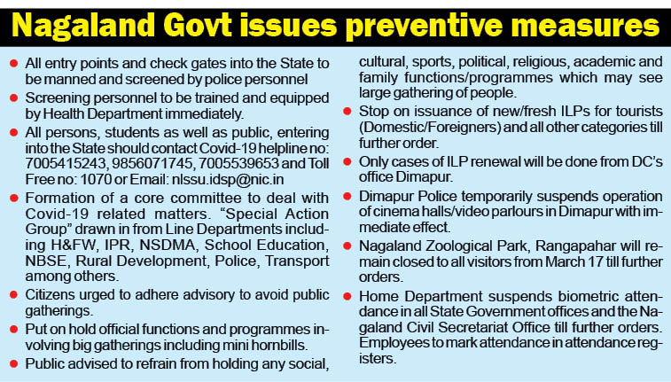 Nagaland: Edu institutes shut till April 12, ban on tourists