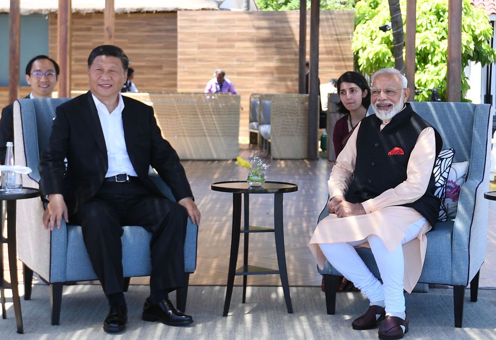 The Prime Minister, Shri Narendra Modi at the tete-a-tete with the President of the People’s Republic of China, Mr. Xi Jinping, in Mamallapuram, Tamil Nadu on October 12, 2019.