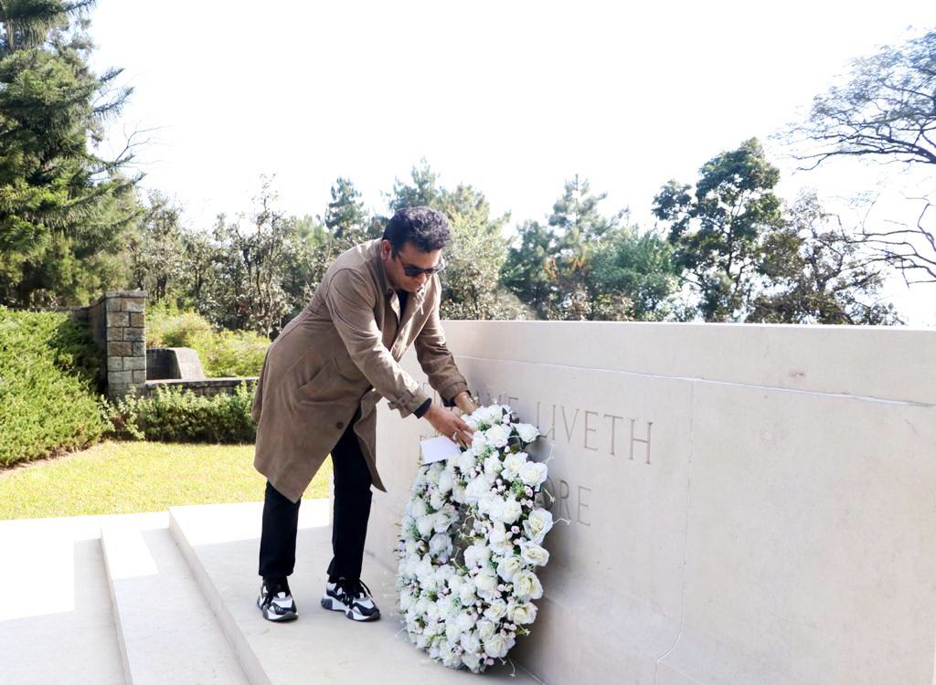 Dr AR Rahman lays wreath at the 2nd World War Cemetery, Kohima
