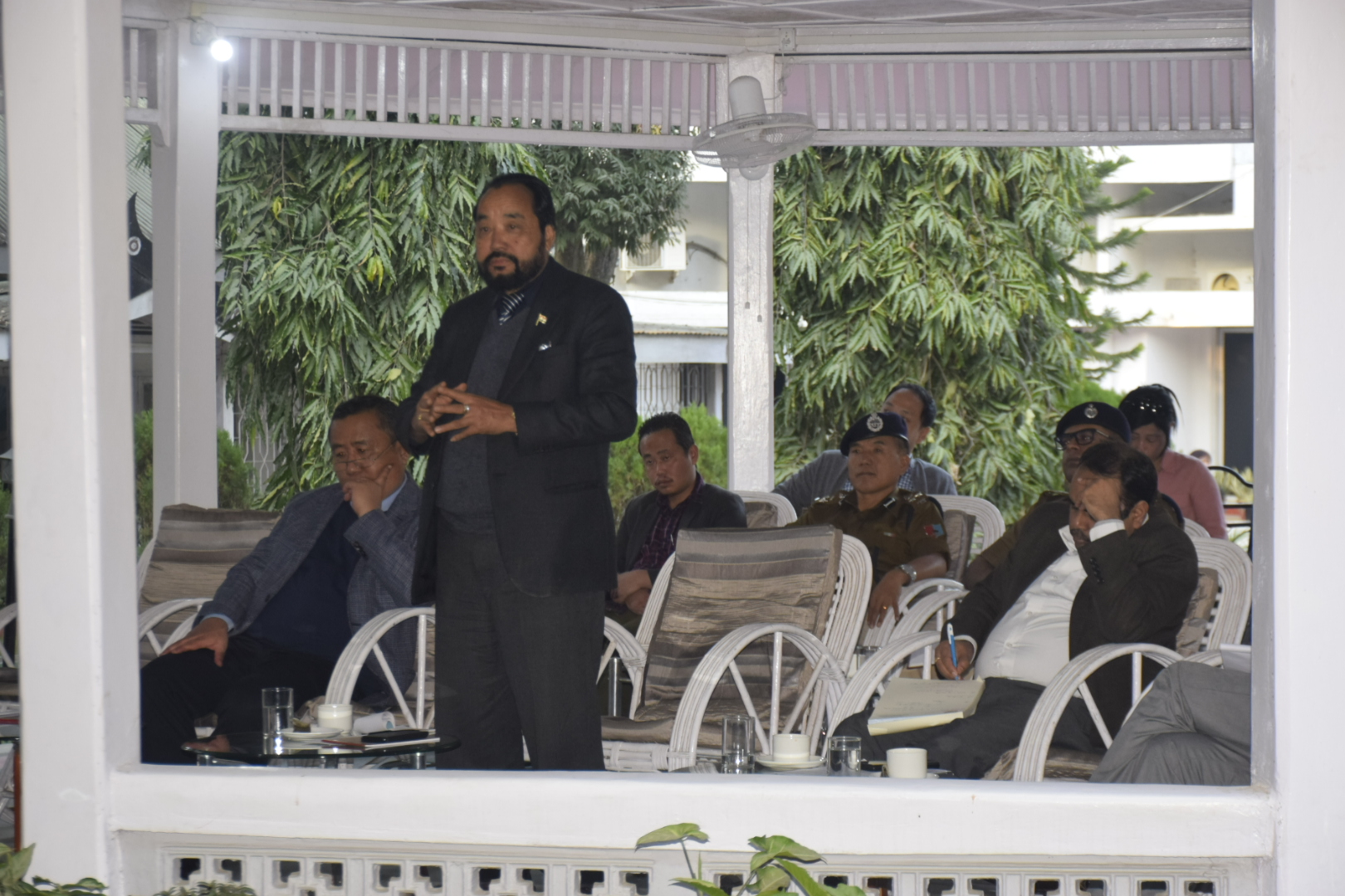 Deputy Chief Minister of Nagaland, Y Patton addressing the Non Naga communities of Dimapur on December 13, at Police Mess Chümoukedima Dimapur. (DIPR Photo)