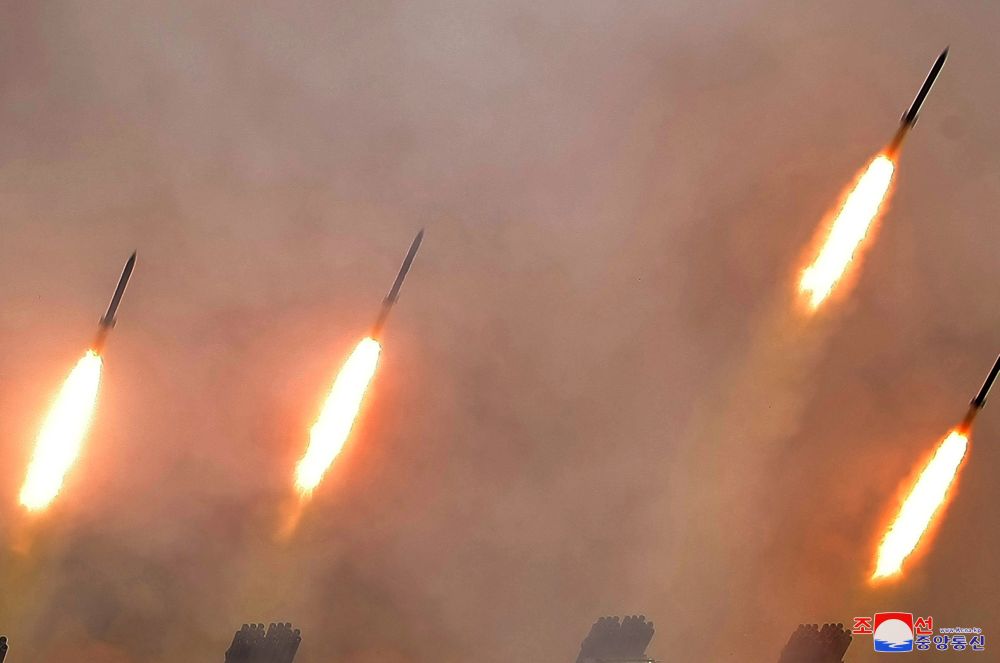 Missiles are seen as North Korean leader Kim Jong Un visits a drill of long-range artillery sub-units of the Korean People's Army, in North Korea in this image released by North Korea's Korean Central News Agency (KCNA) on March 2, 2020. KCNA via REUTERS