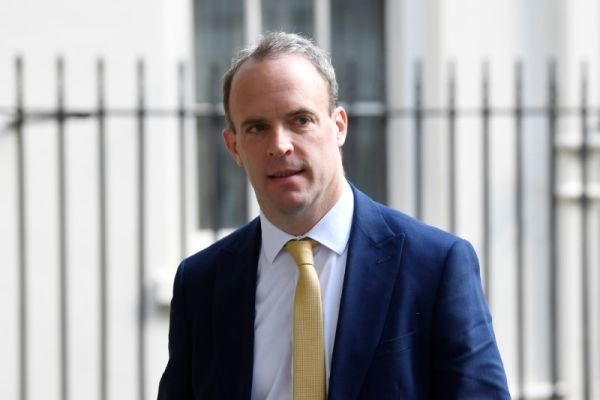 Britain's Secretary of State for Foreign affairs Dominic Raab leaves Downing Street in London, following the outbreak of the coronavirus disease (COVID-19), London, Britain on May 11, 2020. (REUTERS File Photo)