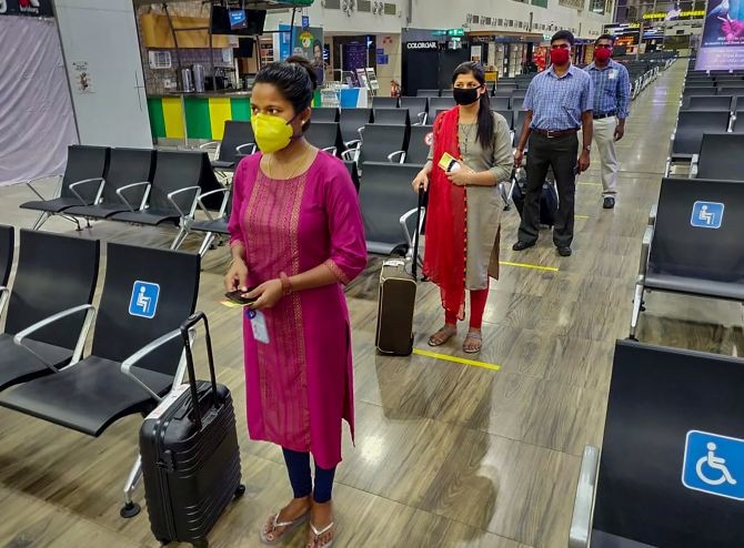 Preparations underway at the Chennai airport for a calibrated resumption of flights from May 25, as announced by the Civil Aviation Minister Hardeep Singh Puri. (PTI Photo)