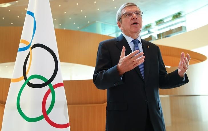 Thomas Bach, President of the International Olympic Committee (IOC) attends an interview after the decision to postpone the Tokyo 2020 because of the coronavirus disease (COVID-19) outbreak, in Lausanne, Switzerland, March 25, 2020. REUTERS/Denis Balibous