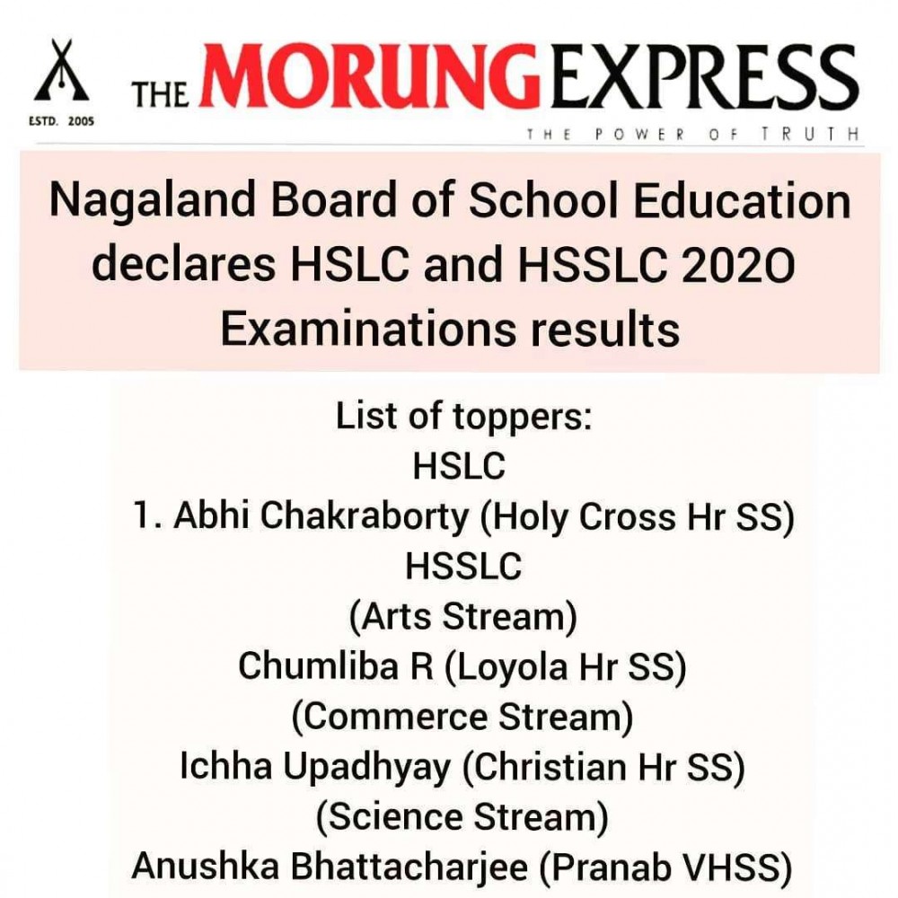 NBSE HSLC Results 2020:  List of successful candidates holding the first twenty position