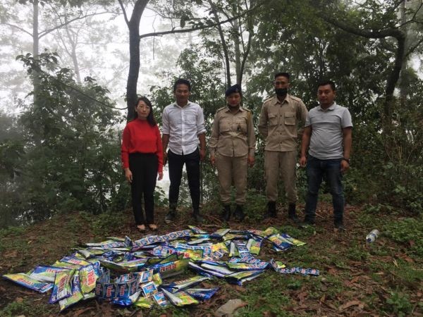 Smokeless tobacco products were seized from Zunheboto town and burned in the presence of the National Tobacco Control Programme team, Zunheboto and police personnel.