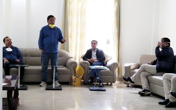Legislators in charge of Zunheboto, Minister Agriculture & Cooperation, Kaito Aye and Advisor, Tourism and Art & Culture, Khehovi Yepthomi during their visit on May 28. (DIPR Photo)