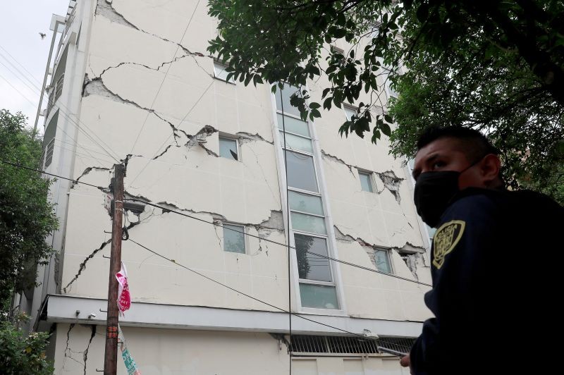 A damaged building is seen after an earthquake in Mexico City, Mexico on June 23, 2020. The building had already been damaged in a 2017 earthquake. (REUTERS Photo)