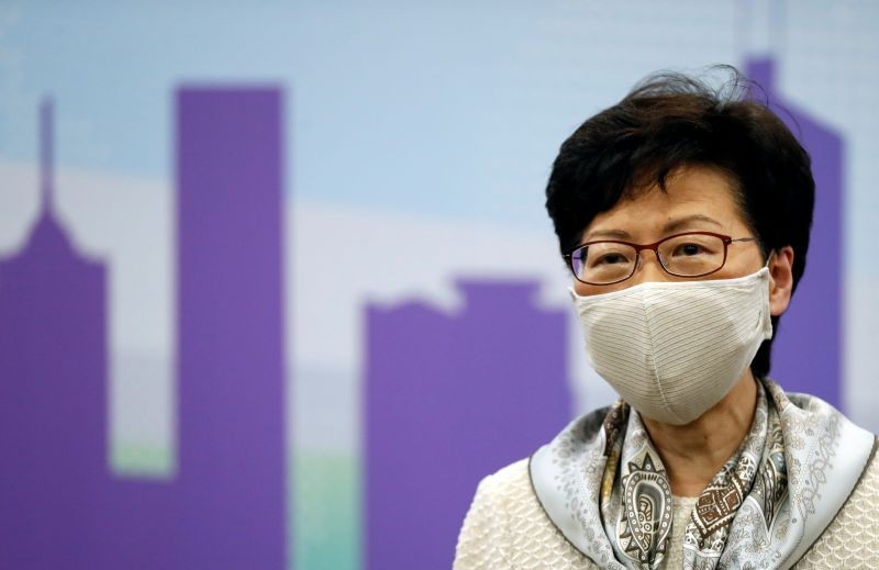 Hong Kong Chief Executive Carrie Lam, wearing a face mask following the coronavirus disease (COVID-19) outbreak, holds a news conference in Beijing, China on June 3, 2020. (REUTERS File Photo)