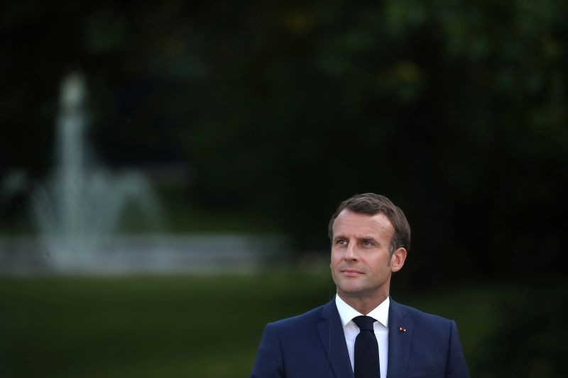 French President Emmanuel Macron during a joint news conference with Tunisian President Kais Saied (not pictured) after their meeting at the Elysee Palace in Paris, France on June 22, 2020. (REUTERS Photo)