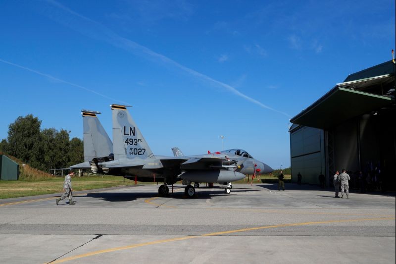 U.S. Air Force F-15C Eagle fighter is seen during NATO Baltic air policing mission takeover ceremony in Siauliai, Lithuania on August 30, 2017. (REUTERS File Photo)