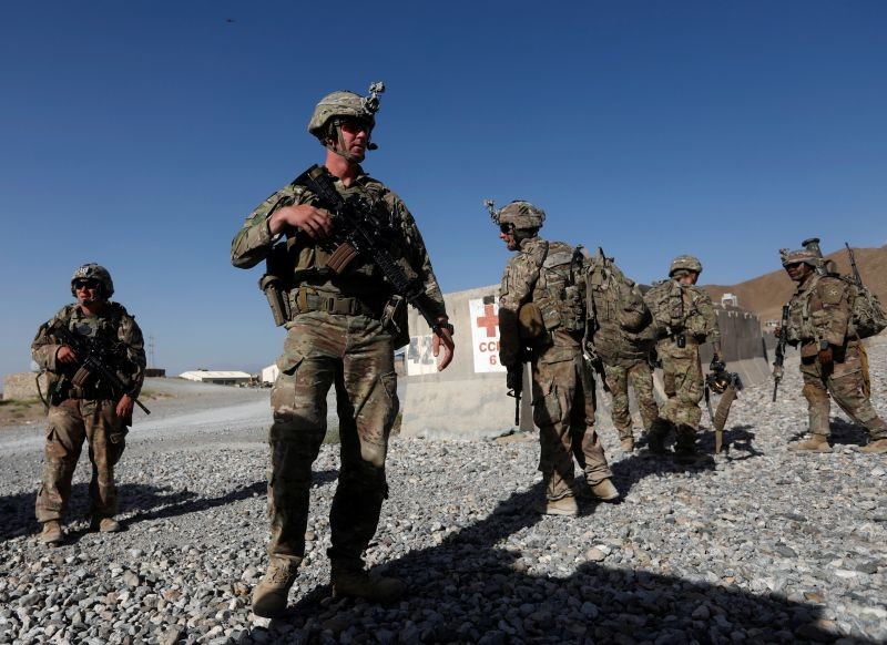 U.S. troops wait for their helicopter flight at an Afghan National Army (ANA) base in Logar province, Afghanistan on August 7, 2018. (REUTERS File Photo)