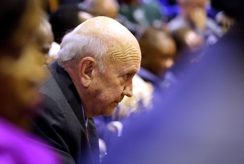 Former South African President FW de Klerk looks on as President Cyril Ramaphosa attempts to deliver his State of the Nation address at parliament in Cape Town, South Africa on February 13, 2020. (REUTERS File Photo)