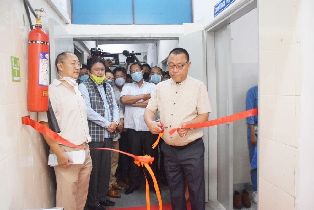 Minister S Pangnyu Phom with colleagues, state Health officials and others during the inauguration of BSL-2 laboratory at the CIHSR, Dimapur on June 27. (DIPR Photo)