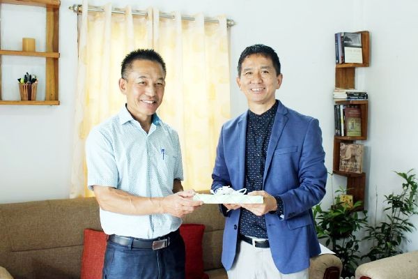 Writer of the book on Ao Naga idioms ‘1001 Olong Ratet’ S Wati Ozüküm with Sentisashi Aier, Pastor, Kohima Ao Baptist Church, June 27. (Morung Photo)