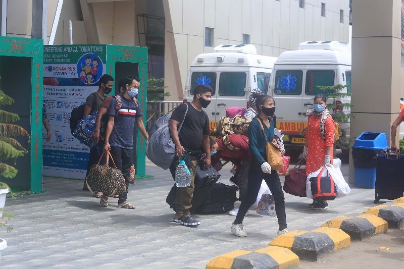 Returnees from the special train which arrived at Dimapur Railway Station from Thiruvananthapuram on June 13. (Morung Photo by Soreishim Mahong)