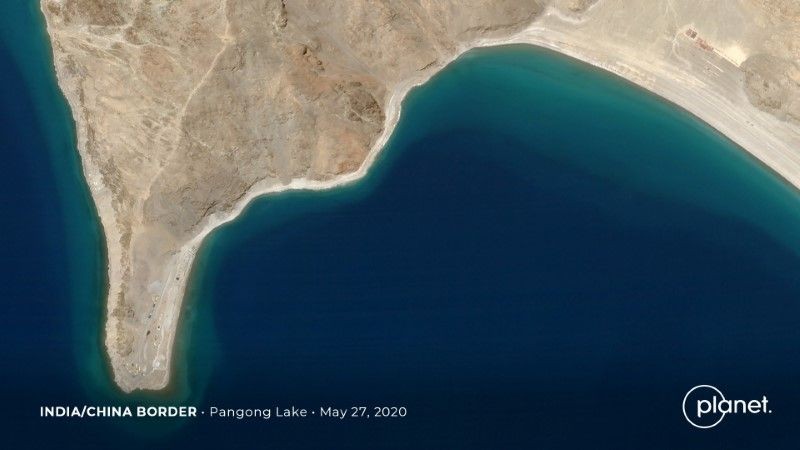 Build up at the Line of Actual Control on the disputed border between China and India is seen in this handout satellite image of Pangong Lake courtesy of Planet Labs taken on May 27, 2020. (REUTERS File Photo)