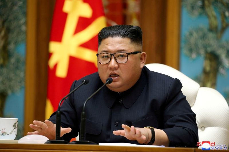 North Korean leader Kim Jong Un speaks as he takes part in a meeting of the Political Bureau of the Central Committee of the Workers' Party of Korea (WPK) in this image released by North Korea's Korean Central News Agency (KCNA) on April 11, 2020. (REUTERS File Photo)