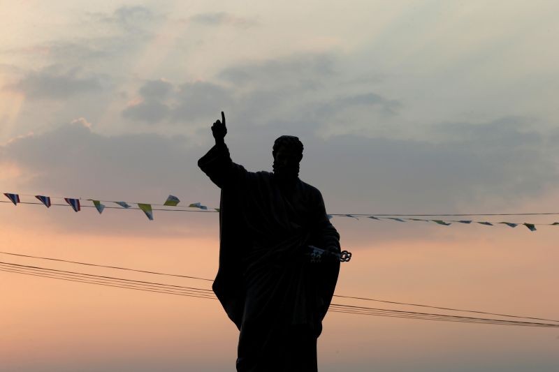 A statue of Jesus is seen at sunset, ahead of Pope Francis' visit to Thailand, in Nakhon Pathom province, Thailand on November 16, 2019. (REUTERS File Photo)
