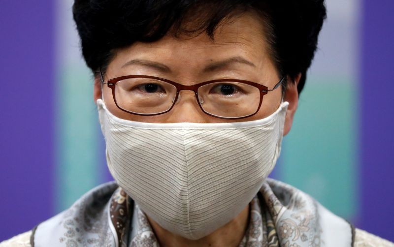 Hong Kong Chief Executive Carrie Lam, wearing a face mask following the coronavirus disease (COVID-19) outbreak, holds a news conference in Beijing, China on June 3, 2020. (REUTERS File Photo)