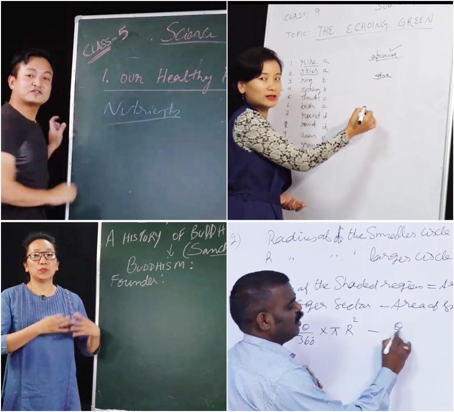 Screenshots from videos uploaded by School Education, Nagaland are seen in this collage photo. (Clockwise from Top left): Class V Science – Topic: Our Healthy Food; Class IX English 1; Class XII History; and Class X Mathematics. Based on the videos uploaded in May, the Department of School Education on June 3 conducted trial tests on the online student evaluation portal launched by the department on June 2. A total of 20,126 students participated in the test.
