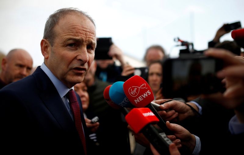 Fianna Fail leader Micheal Martin speaks to media after exit polls were announced in Ireland's national election, in Cork, Ireland on February 9, 2020. (REUTERS File Photo)