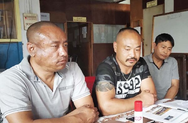 Ketholelie Angami, Lanu Aier and Abou Mere addressing the press conference on June 14 in Kohima. (Morung Photo)