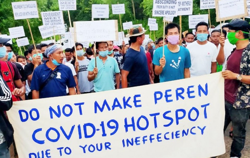A section of the protestors during the rally organised in Peren district on July 7.