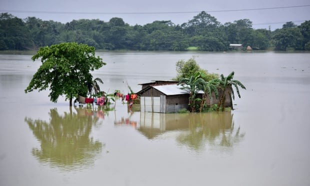 A partially submerged house is seen at the flood-affected Mayong village in Morigaon district, in the northeastern state of Assam, India on 29 June.  (Reuters/Anuwar Hazarika Photo)