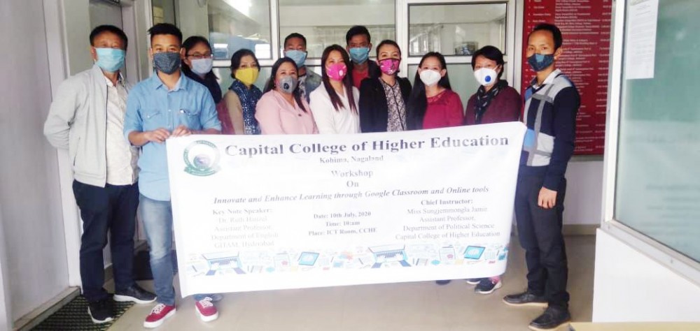 Dignitaries at the workshop on ‘Innovate and enhance learning through Google Classroom and Online tools’ in Kohima on July 10.