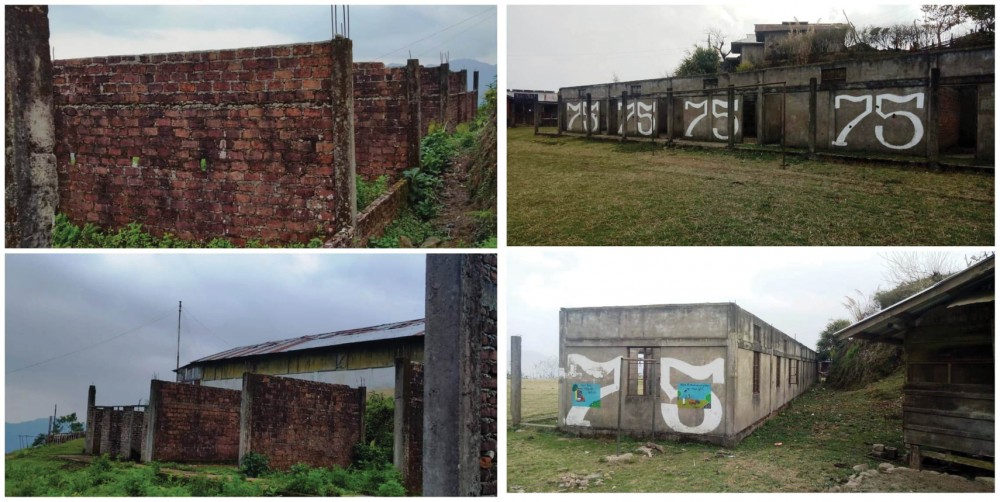 In picture : The half constructed GMS Ngozubo (left) and GMS Viyilho school buildings.