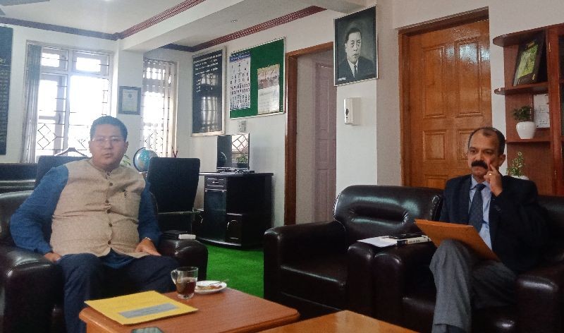 NLA Speaker, Sharingain Longkumer and NLA Commissioner & Secretary, Dr PJ Anthony speaking to the media in Kohima on July 23. (Morung Photo)