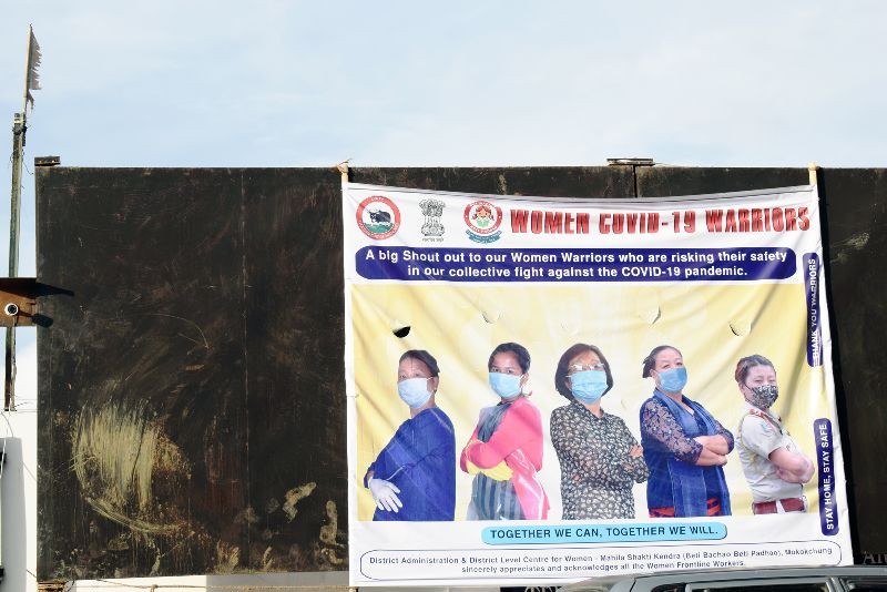 A hoarding appreciating the women frontline workers of COVID-19 on display in Mokokchung.