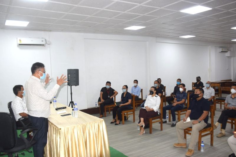 Y Khiketo Sema addressing the Nodal officers of all districts of Nagaland at Hotel Saramati, Dimapur, on July 1.  (DIPR Photo)