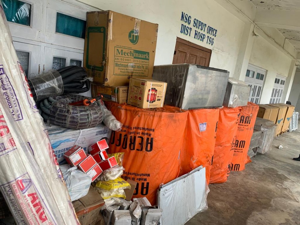 Equipment for installation of Biosafety Lab-2 laboratory in Tuensang are seen in this photo tweeted by Nagaland Health and Family Welfare Minister, S Pangnyu Phom on July 1.  (Photo Courtesy: @pangnyu / Twitter)