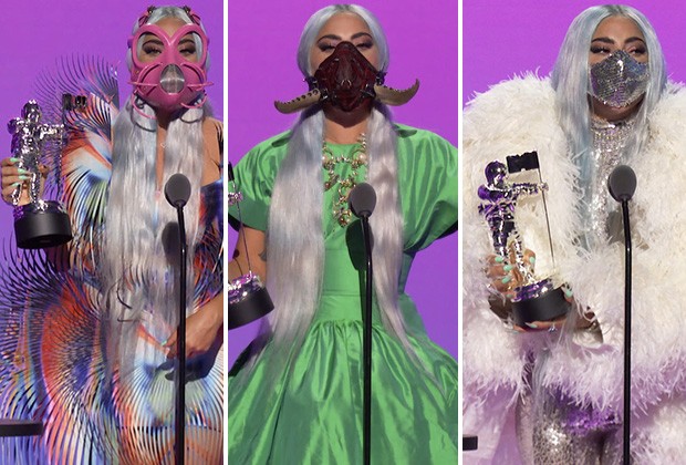 Lady Gaga accepts the award for Artist of the Year during the 2020 MTV VMAs Photo: Reuters