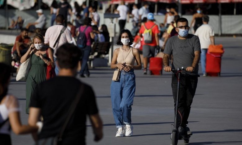Turkey: People wearing face masks are seen on a street in Istanbul, Turkey, on Aug. 5, 2020. (Xinhua/Huseyin Aldemir/IANS)