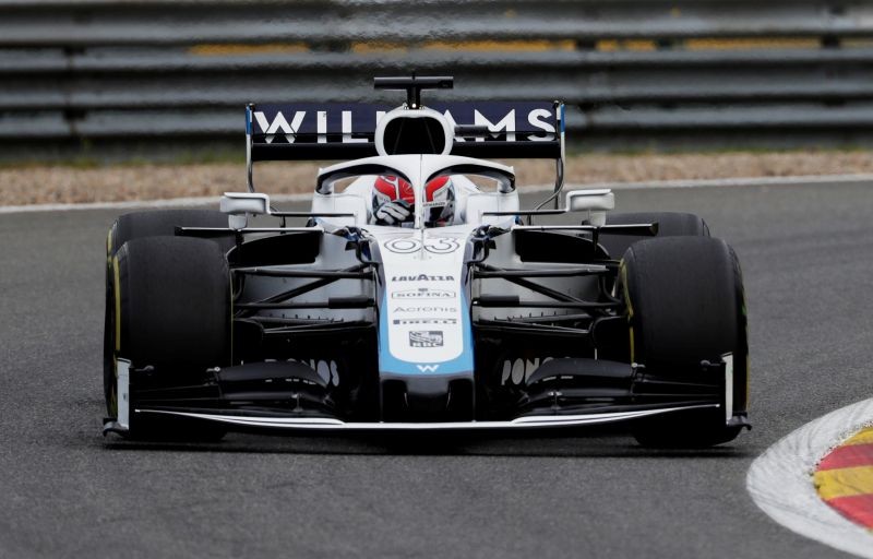 FILE PHOTO: Williams' George Russell during practice Stephanie Lecocq/Pool via REUTERS