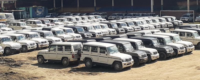 Vehicles requisitioned for the bye-elections to the Southern Angami-I A/C parked at Kohima Local Ground. (Morung Photo)