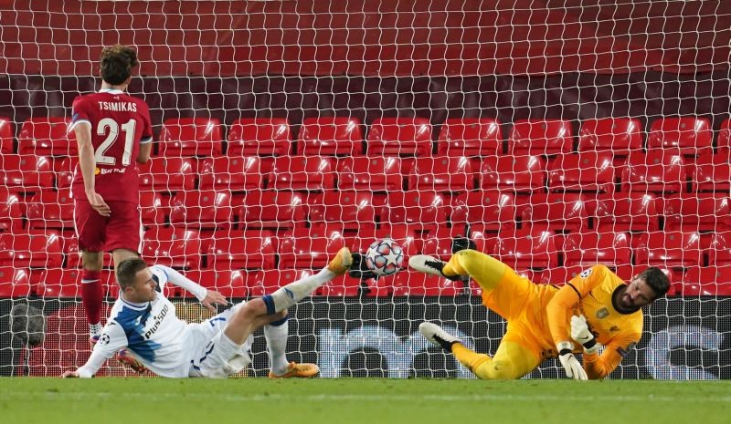 Soccer Football - Champions League - Group D - Liverpool v Atalanta - Anfield, Liverpool, Britain - November 25, 2020 Atalanta's Josip Ilicic scores their first goal Pool via REUTERS/Jon Super