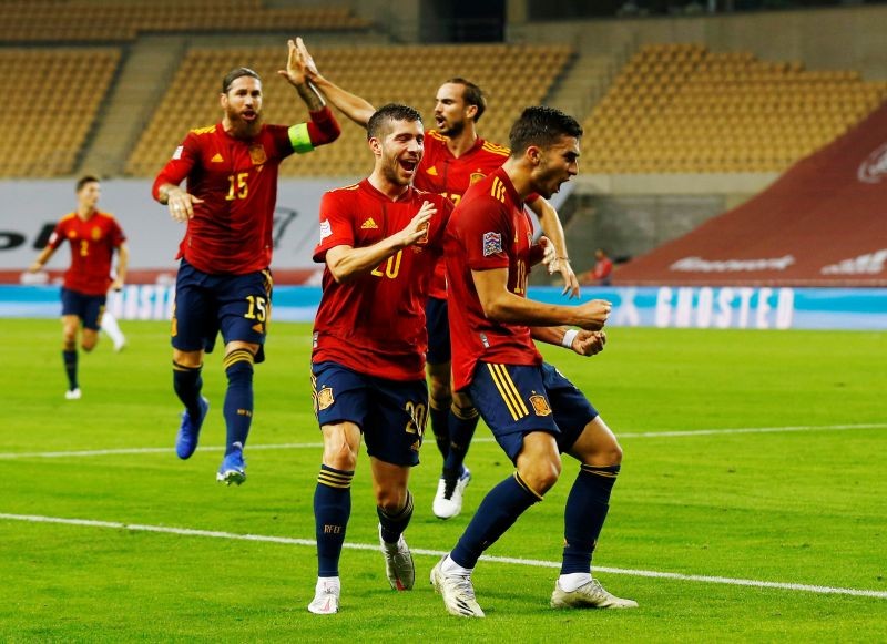 Spain's Ferran Torres celebrates scoring their second goal REUTERS/Marcelo Del Pozo
