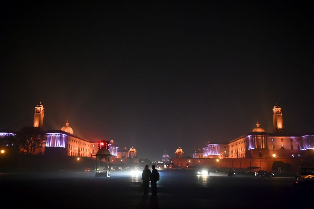 New Delhi: An illuminated Raisina Hill on the eve of the New Year 2021, in New Delhi, Thursday, Dec. 31, 2020. (PTI Photo/Arun Sharma)
