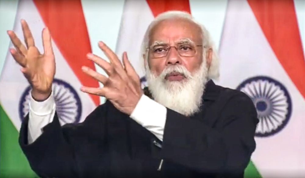 New Delhi: Prime Minister Narendra Modi releases installment of PM Kisan, via video conferencing, in New Delhi. (PTI Photo)
