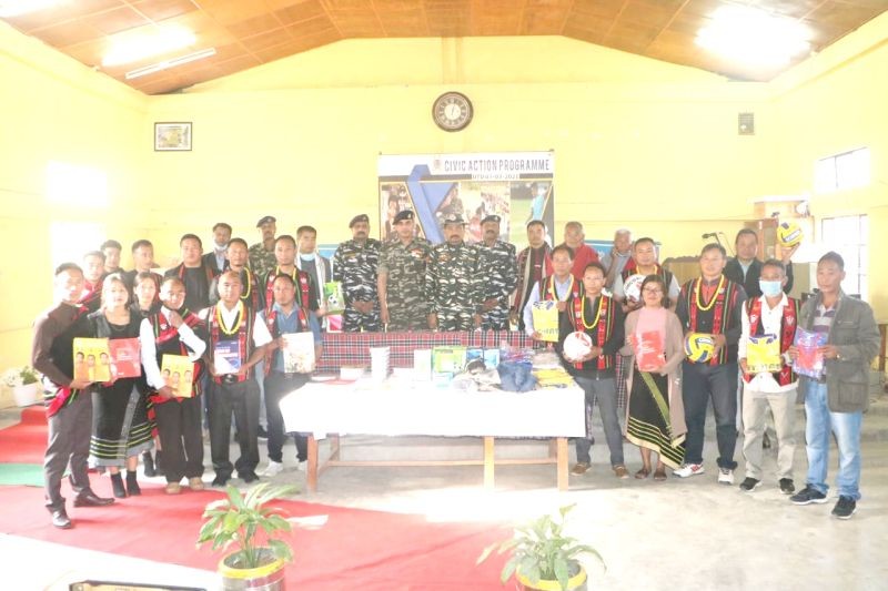 Officers of 78th Battalion CRPF with the villagers of Mima under Kohima district during Civic Action Programme organized by 78th Battalion CRPF on March 7. Sports equipment and library books have been provided to the villagers.