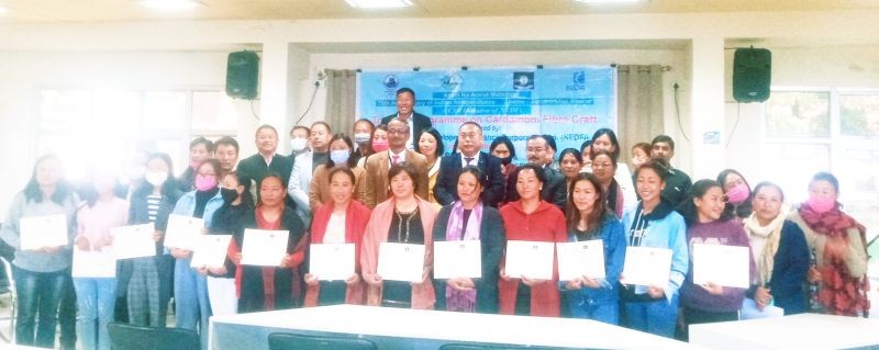 Neiba Kronu with officials from NEDFi, Spices Board, CWWS, POLCPC Ltd and trainees during valedictory function on March 19. (Morung Photo)