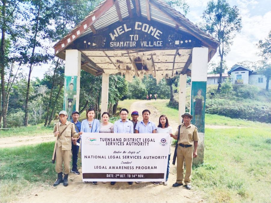 Tuensang DLSA members during their area tour of  sub-divisional level under Tuensang District to provide awareness on RTE, Food Security Act, Legal Services and Welfare from October 2-14.